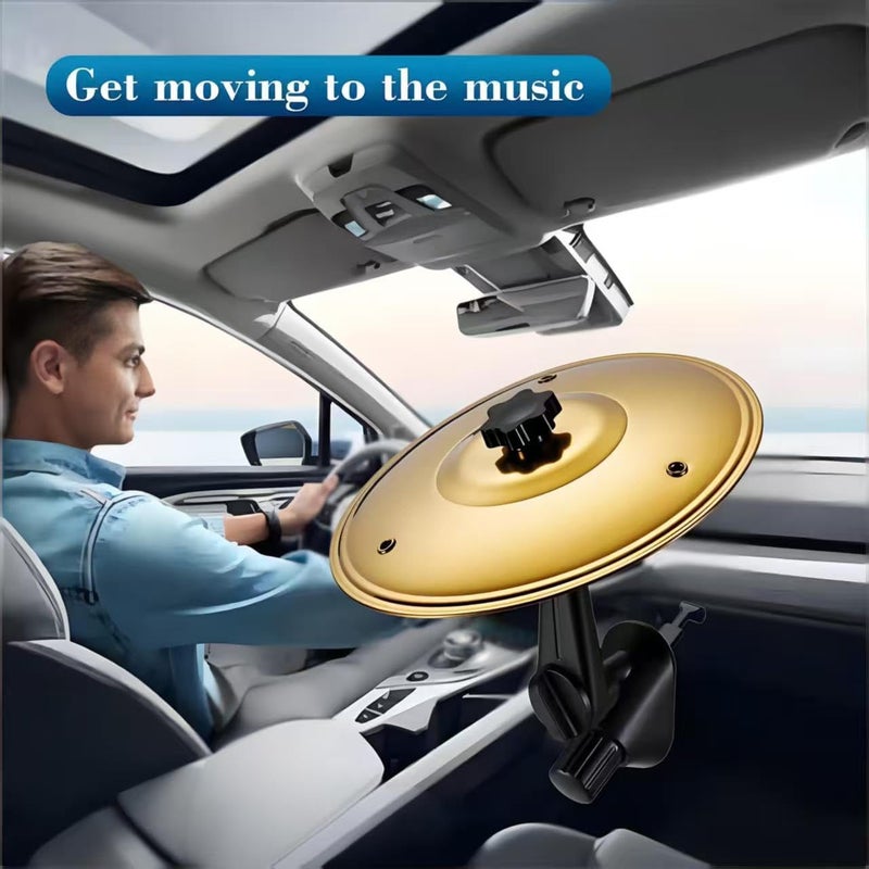 Qihangfu Car Cymbal Air Vent - Car Cymbals Air Vent Clip for Dashboard, Metal Car Drum Cymbals Accessory, Car Symbol Drum Air Vent Mini Cymbal Gift (Gold) - Image 5